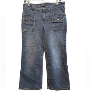 C’est Toi Women’s Denim Button Flap Pockets Capri Pants | Size 15/16